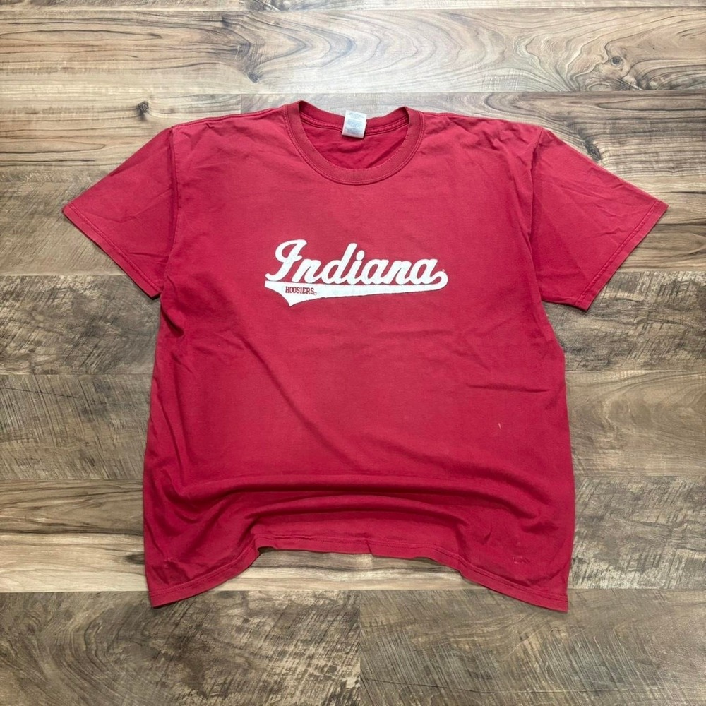 Vintage Y2K Indiana University Hoosiers Red T Shirt Graphic 90s Gildan XL